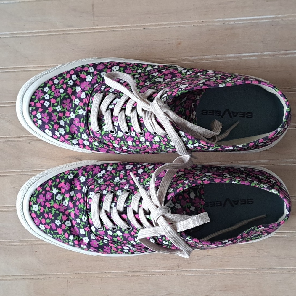 SeaVees Legend 90's Blossom Poplin Twill Floral Canvas Laced Comfy Y2k Sneakers